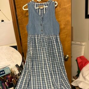 Blue Plaid denim Sleeveless Dress